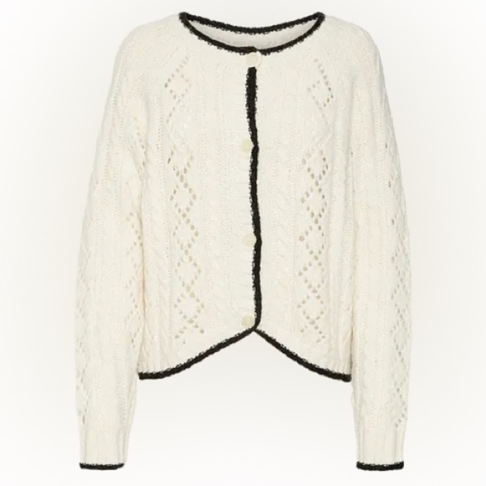 Vero Moda Cream Knit Cardigan with Black Trim - Picture 2 of 7